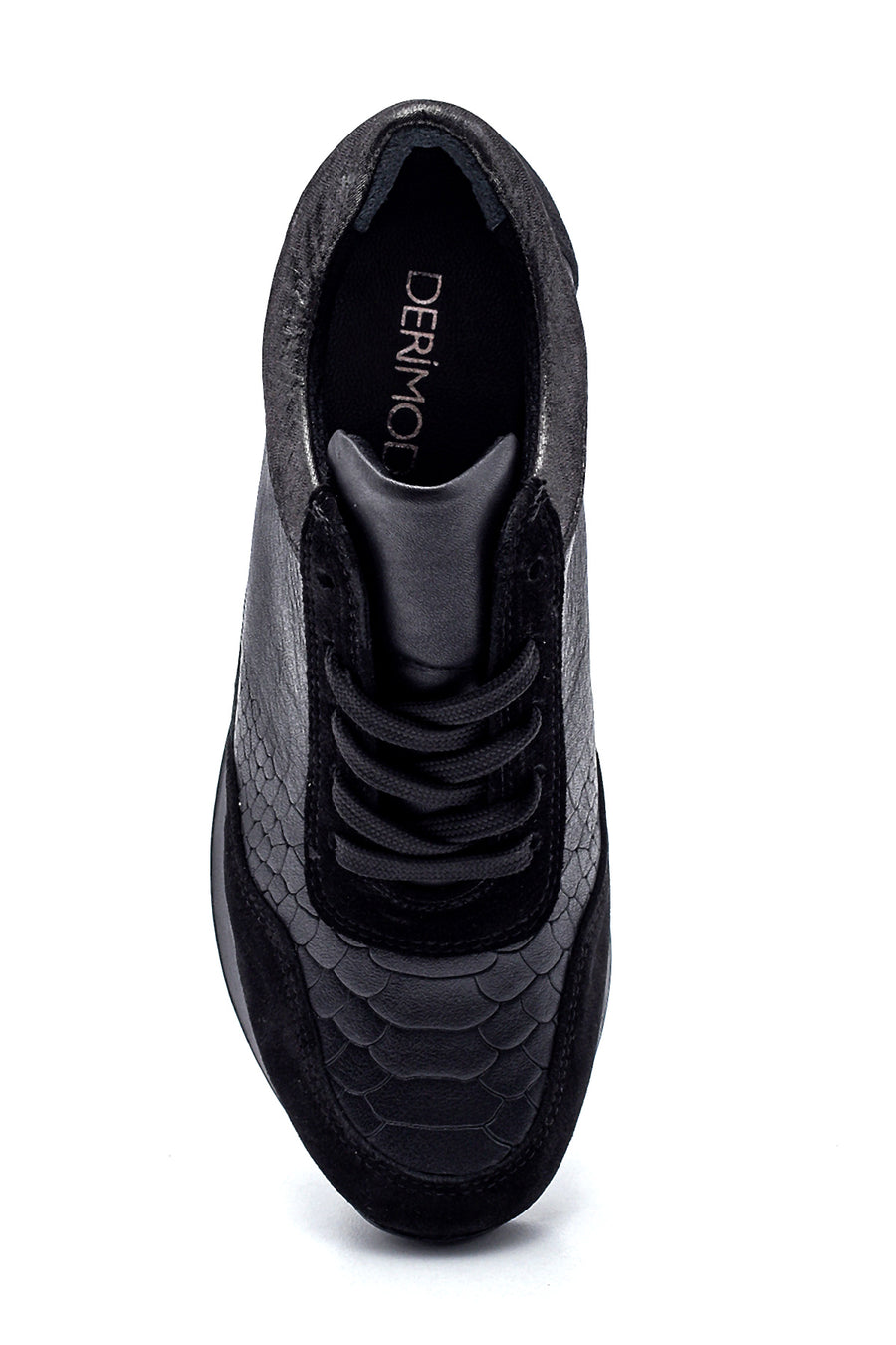 Kadın Deri Desenli Dolgu Topuk Sneaker