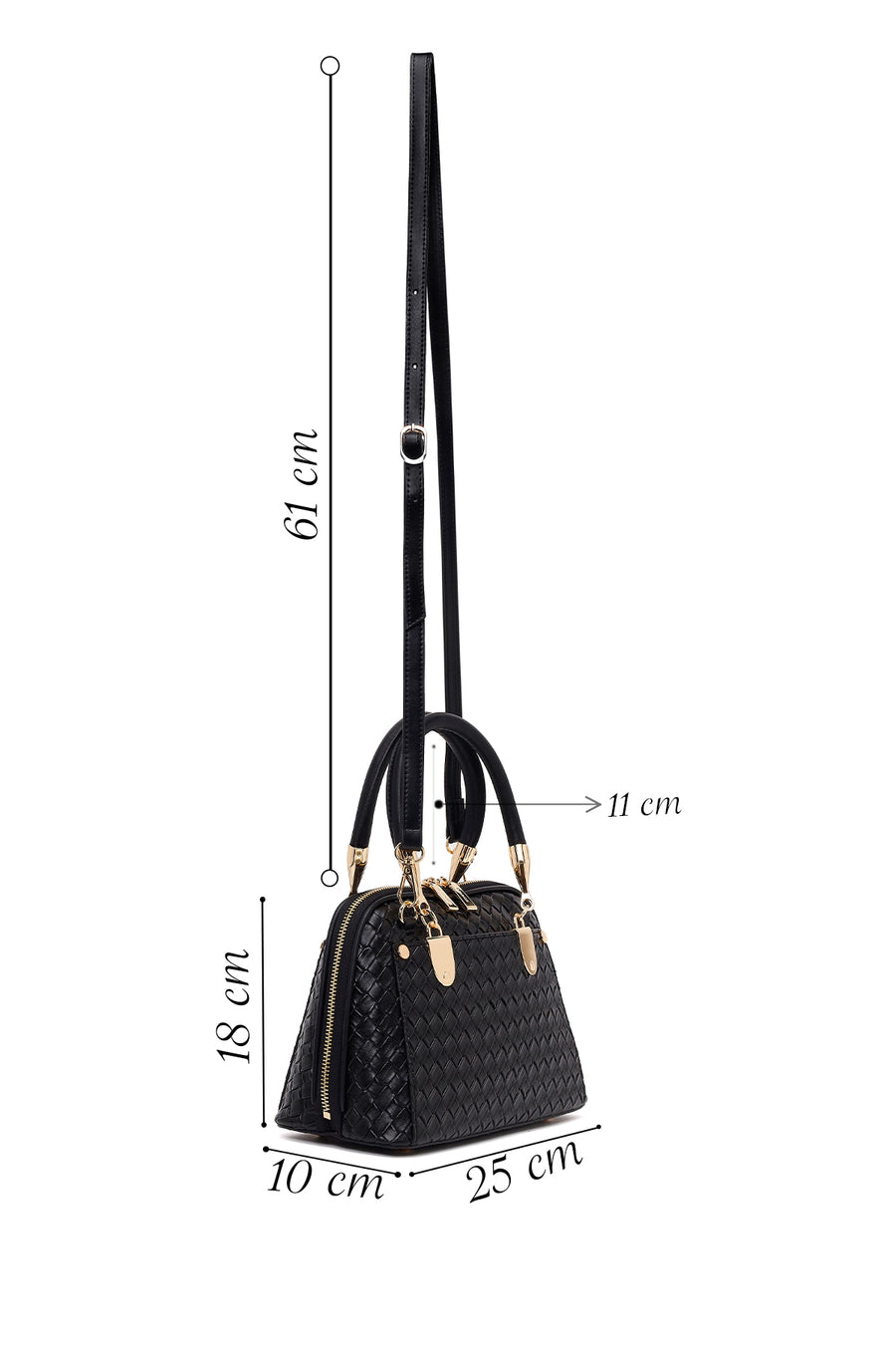 Woman Black Long-Strap Knitted Classic Shoulder Bag