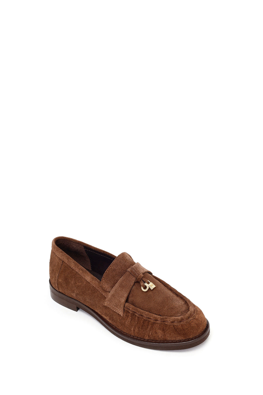 Woman Walnut Buckled Suede Masculine Loafer