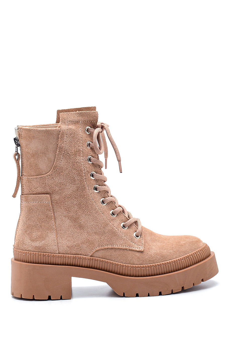 Women's Leather Suede Zippered Boots 21WFD210810 | Derimod