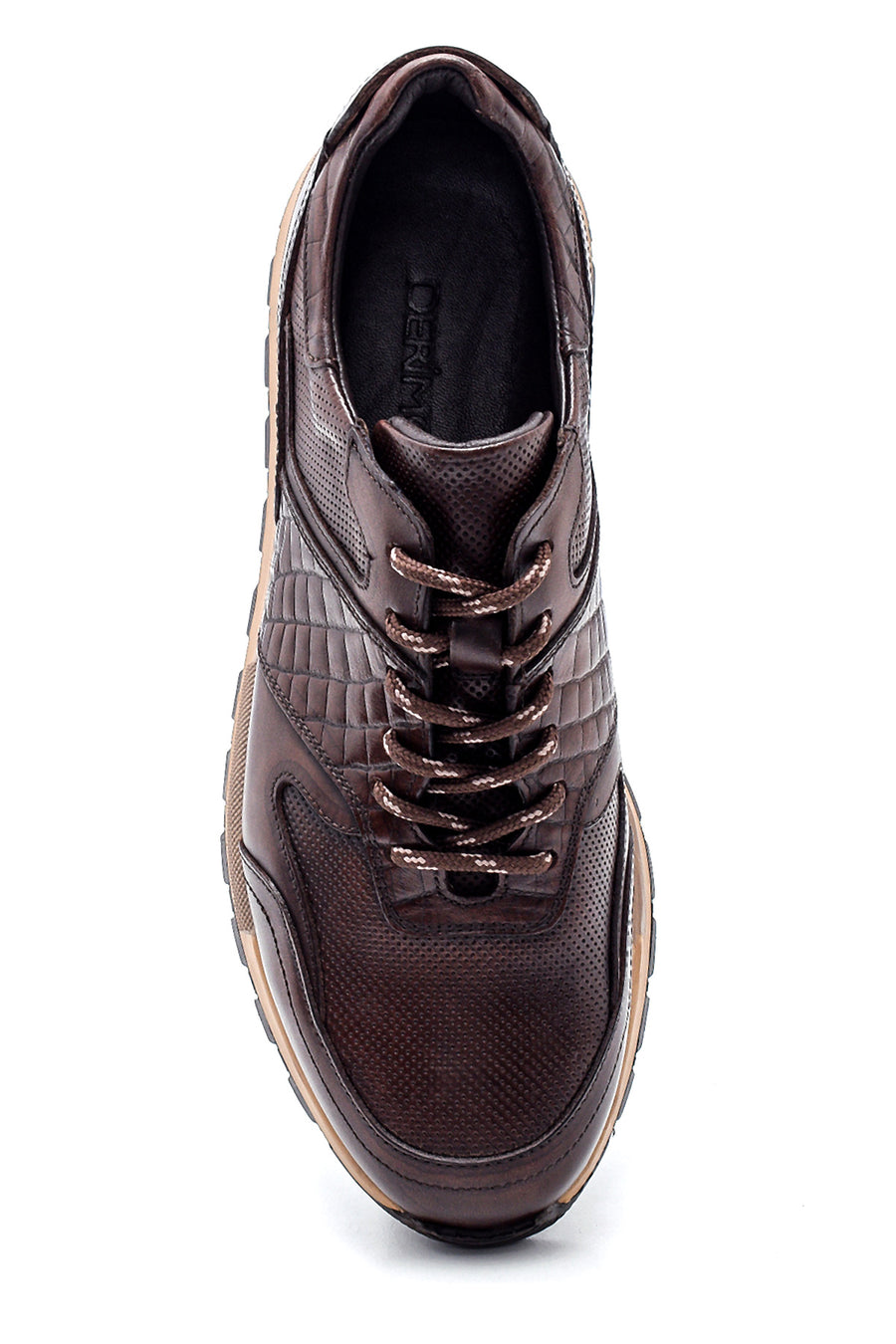 Erkek Deri Kroko Detaylı Sneaker