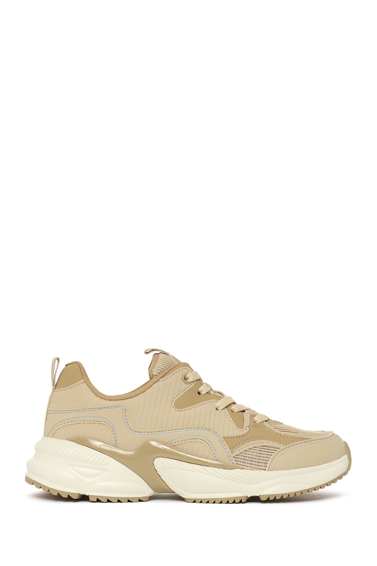 Kadın Bej Kalın Tabanlı Bağcıklı Sneaker 26PFE495914 | Derimod