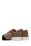 Kadın Vizon Bağcıklı Charmlı Süet Deri Teddy Sneaker | Derimod