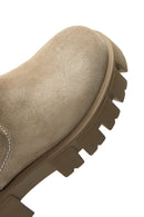Women's Beige Suede Leather Chelsea Boots | Derimod