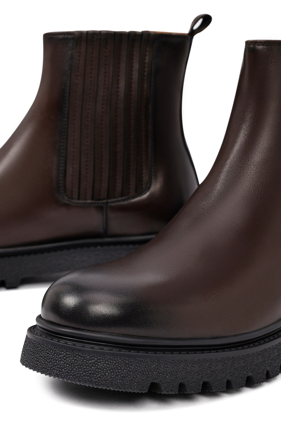 Men's Brown Thick-Soled Leather Chelsea Boot