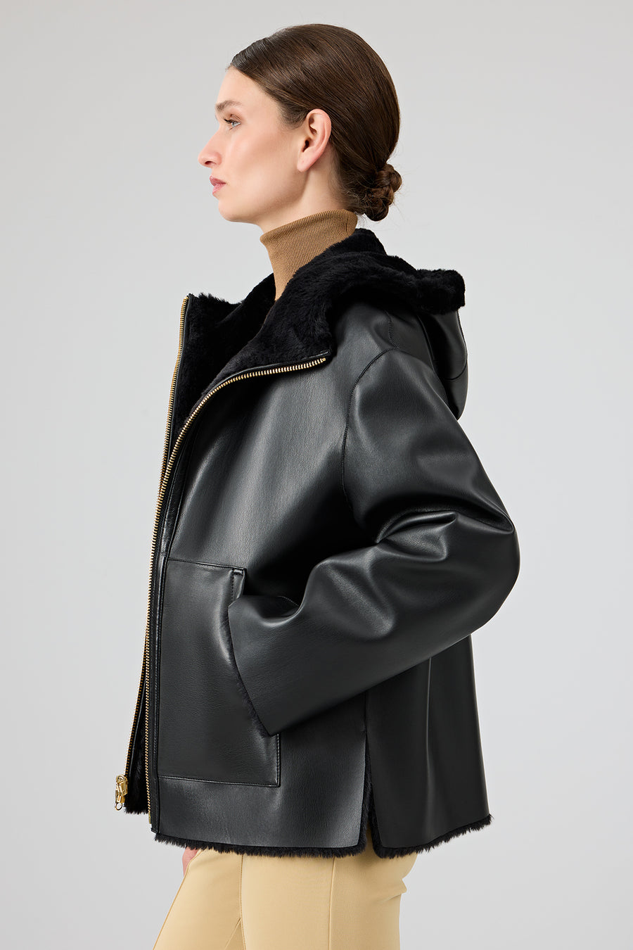 Gardena Women's Black Double-Sided Teddy Coat