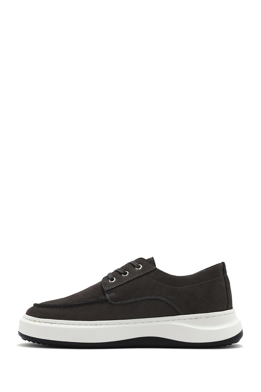 Men's Gray Lace-Up Nubuck Leather Casual Shoes