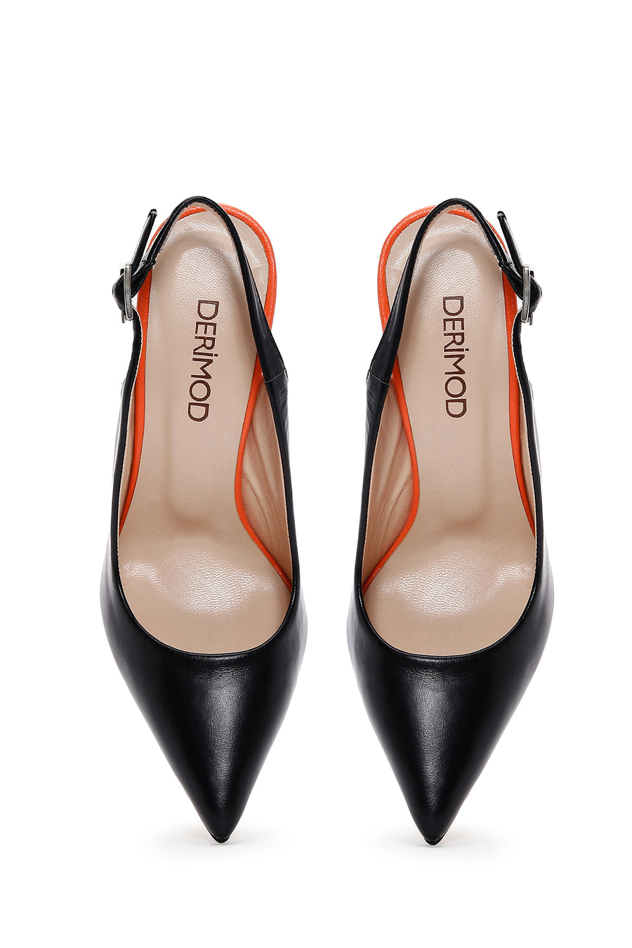 Women's Black Leather Heeled Shoes