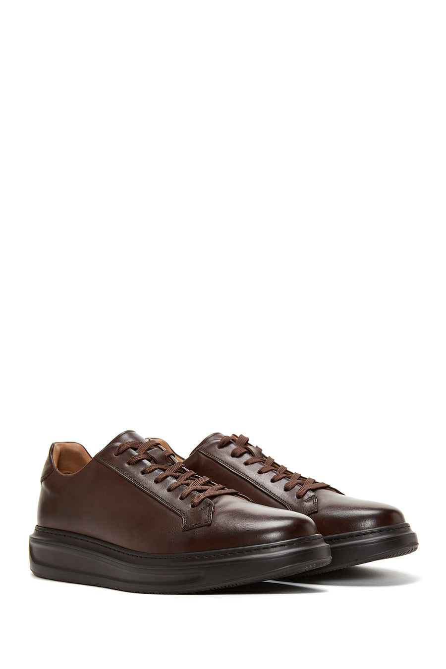 Men's Brown Leather Thick Sole Sneaker
