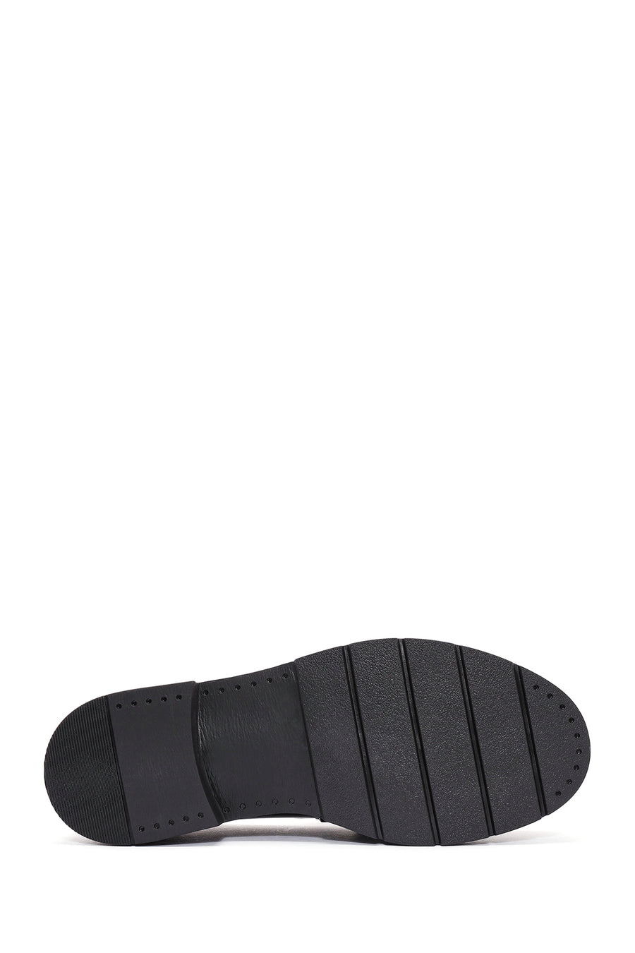 Women's Black Buckle Detailed Leather Masculine Loafer