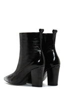 Women's Black Patent Leather Heeled Boots | Derimod