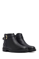 Woman Black Zip Closure Buckled Boots | Derimod