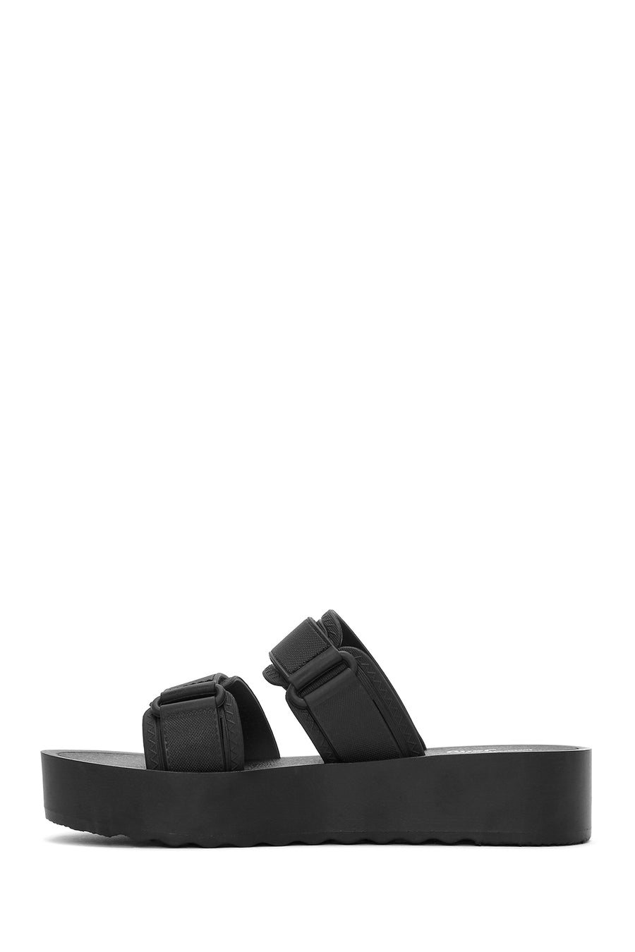 Women's Black Strappy Thick Soled Jelly Slippers