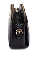 Women's Black Long Strap Crocodile Patterned Crossbody Bag | Derimod
