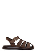 Woman Mink Ankle-Buckle Suede Leather Sandals | Derimod