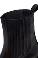 Woman Black Chunky-Heeled Leather Chelsea Boots | Derimod