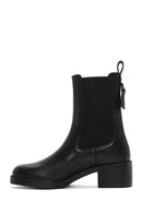 Women's Black Thick Heeled Leather Chelsea Boots | Derimod