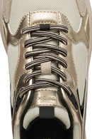 Geox Women Beige D Zarvıa A - Mesh+Pearl.Gbk Lace-Up Thick Sole Leather Sneaker | Derimod