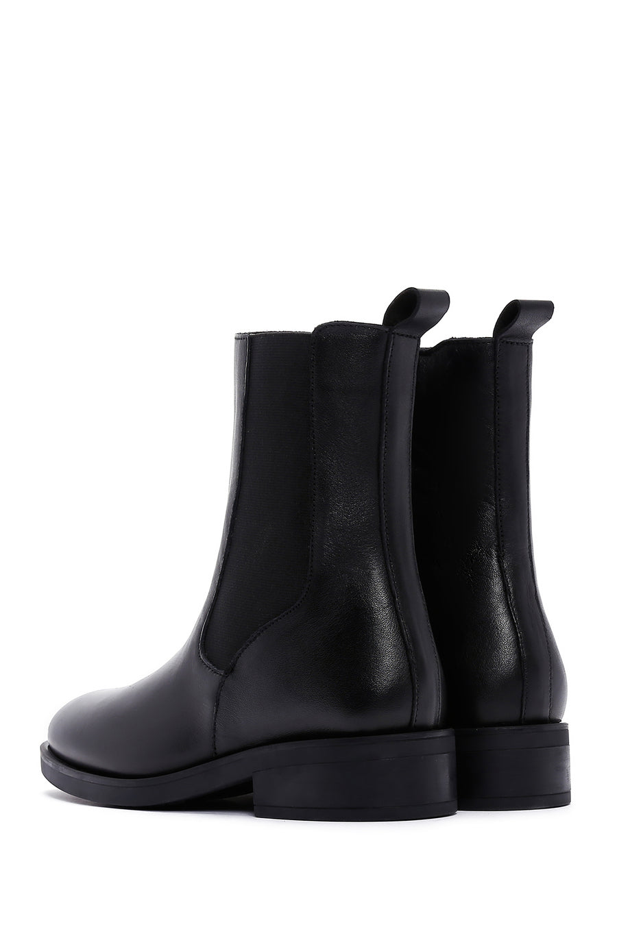 Women's Black Leather Zippered Chelsea Boots