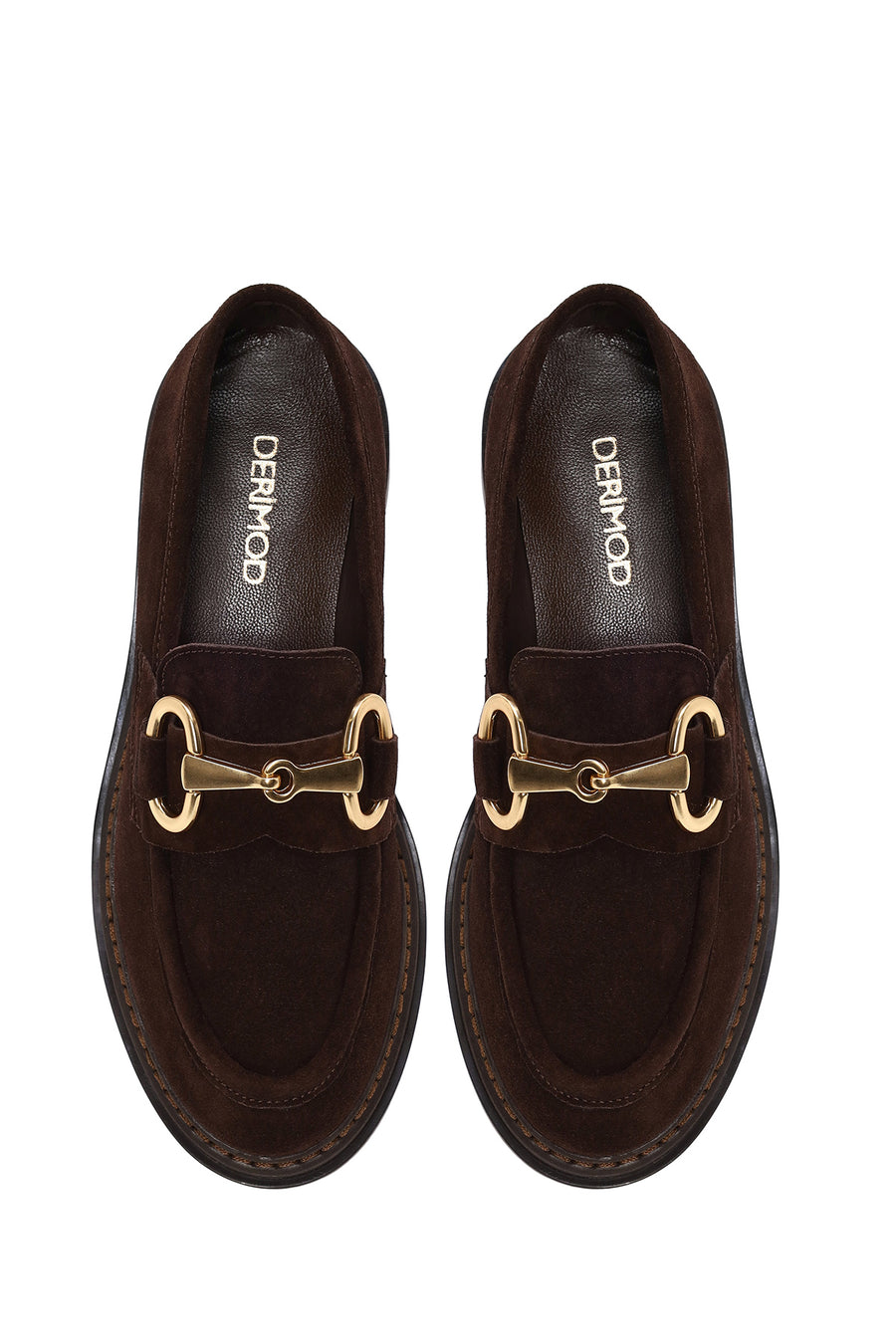 Woman Brown Buckled Suede Masculine Loafer