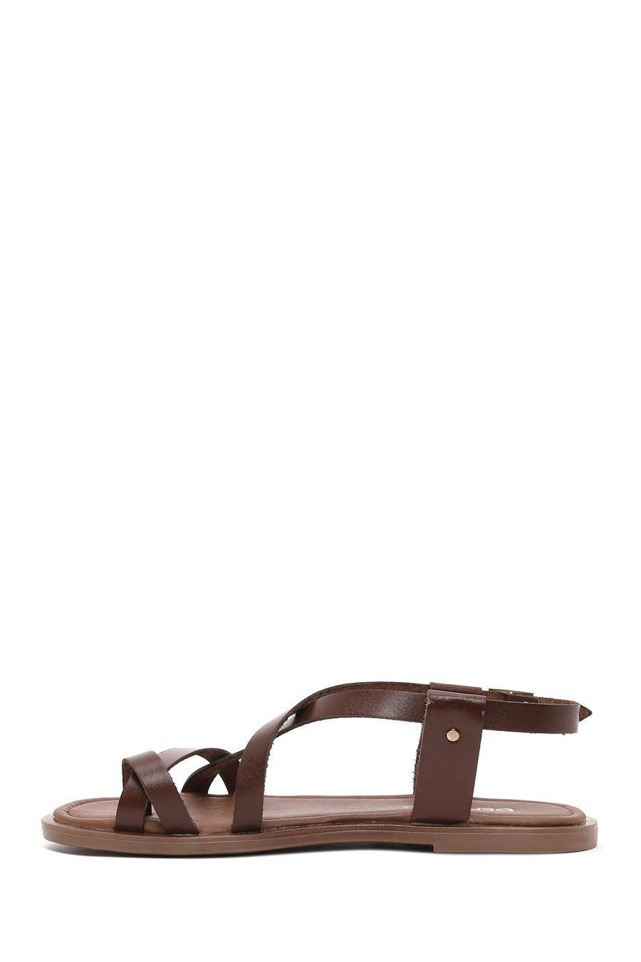 Women's Brown Buckle Leather Bodrum Sandals