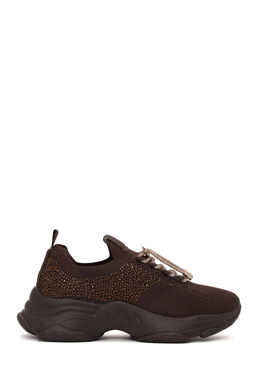 Derimod Zero Kadın Kahverengi Bağcıklı Taş Detaylı Kumaş Sneaker AF520000TT | Derimod