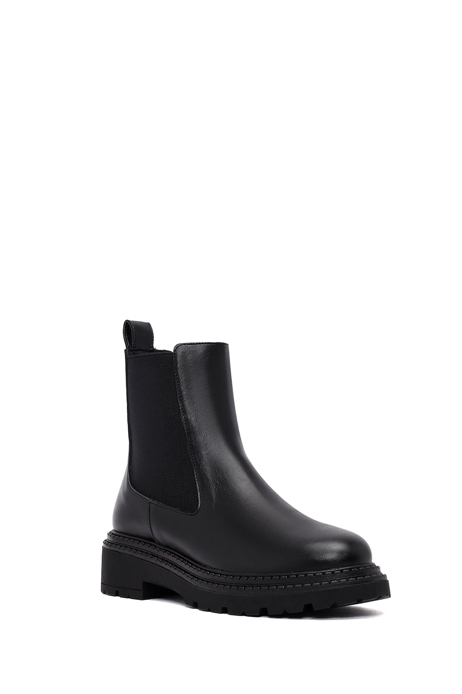 Woman Black Thick-Soled Chelsea Boots