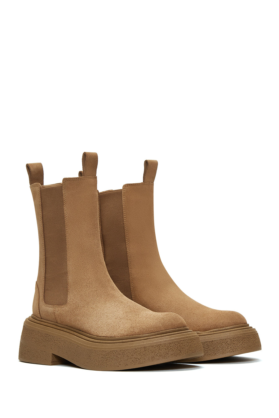 Women's Tan Suede Leather Chelsea Boots