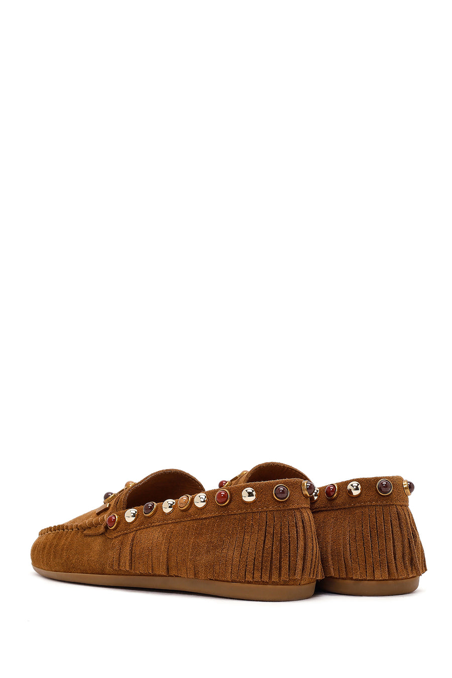 Women's Tan Tassel Suede Leather Loafer