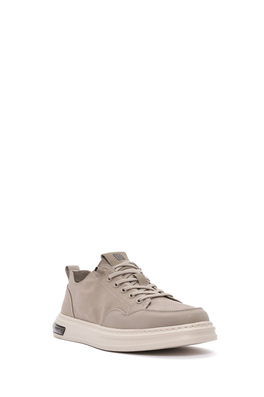 Male Beige Lace-Up Patterned Fabric Sneaker