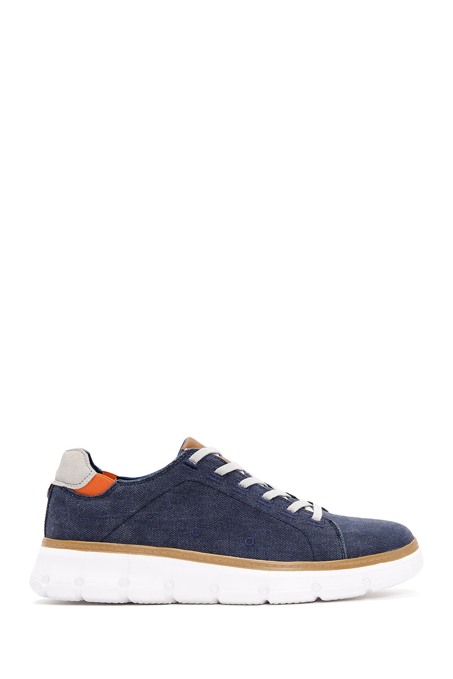 Men's Navy Blue Lace-Up Thick Sole Fabric Sneaker 24SFD69386F | Derimod