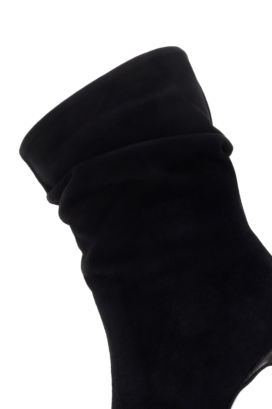 Women's Black Thin Heeled Suede Leather Boots