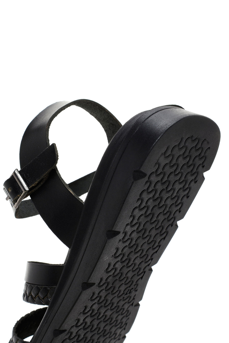 Women's Black Ankle Strap Leather Sandals