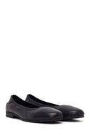 Woman Black Leather Ballet Flat | Derimod