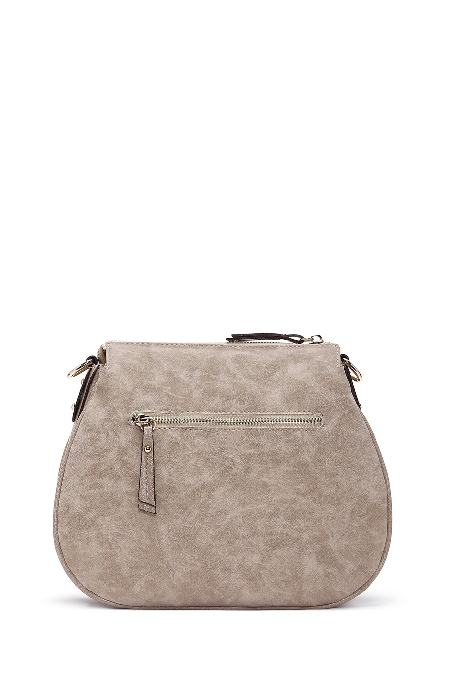 Women's Beige Long Strap Nubuck Crossbody Bag