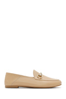 Women's Beige Leather Masculine Loafer | Derimod