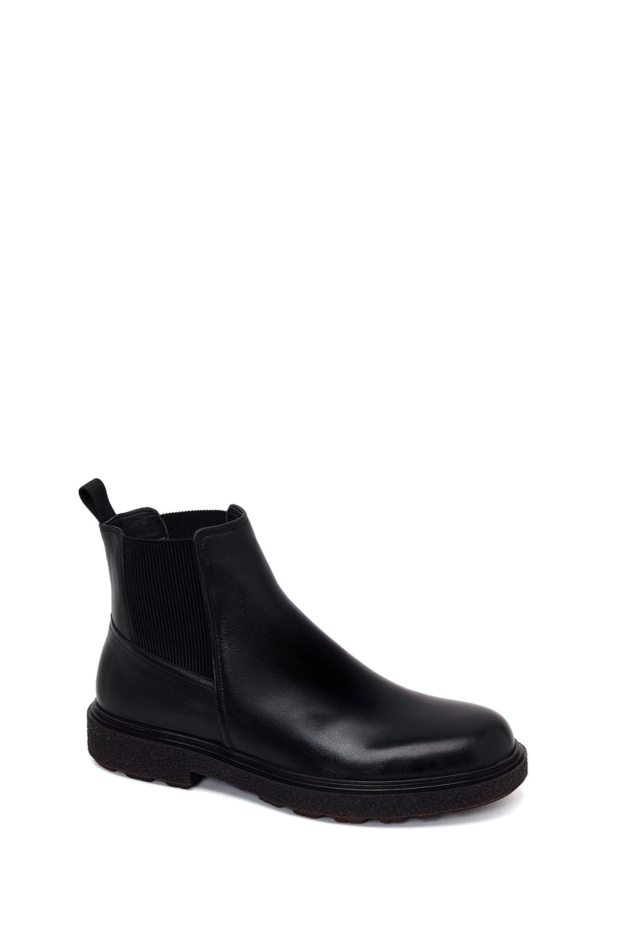 Male Black Thick-Soled Leather Chelsea Boots