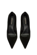 Women's Black High Heel Suede Leather Stiletto | Derimod