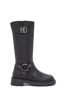 Harley Davidson Women's Black Myerson Leather Boots | Derimod