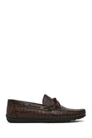 Men's Brown Crocodile Patterned Leather Casual Loafer | Derimod