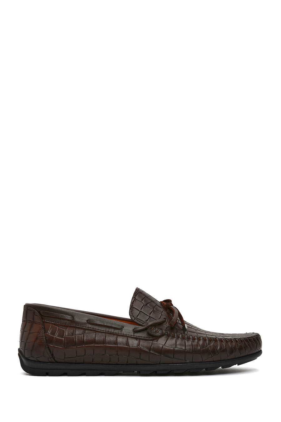 Men's Brown Crocodile Patterned Leather Casual Loafer 25SFD7544E3 | Derimod