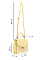 Women's Yellow Long Strap Patterned Shoulder Bag | Derimod