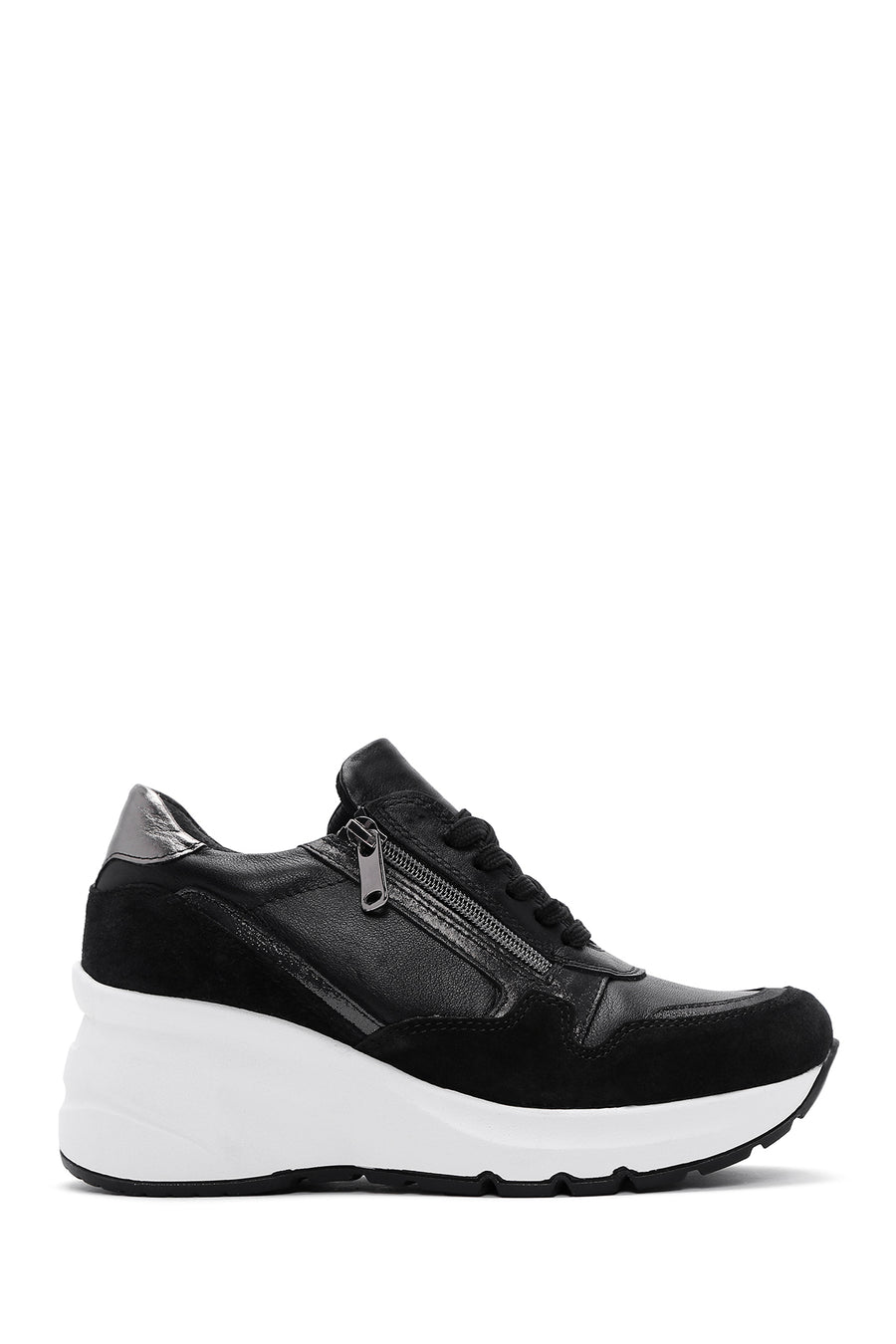 Kadın Siyah Deri Kalın Tabanlı Sneaker 23WFD371114 | Derimod