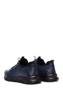 Men's Navy Blue Leather Casual Sneaker | Derimod