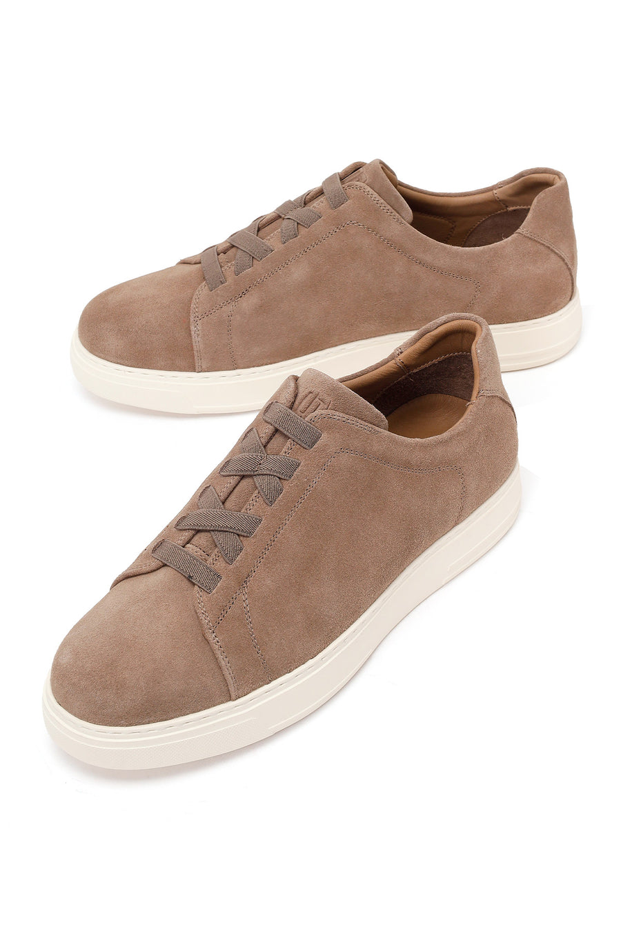 Erkek Bej Bağcıklı Süet Deri Sneaker