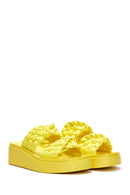 Women's Yellow Braided Thick Soled Slippers | Derimod