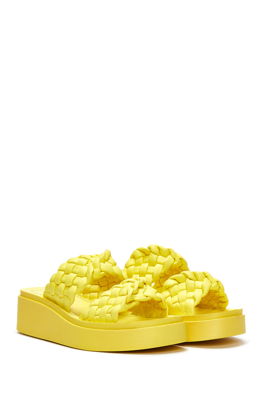 Women's Yellow Braided Thick Soled Slippers