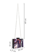 Women's Black Patterned Long Chain Strap Mini Box Clutch Bag | Derimod