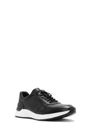 Erkek Siyah Bağcıklı Deri Casual Sneaker | Derimod