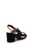 Women's Knitted Detailed Nubuck Heeled Shoes | Derimod